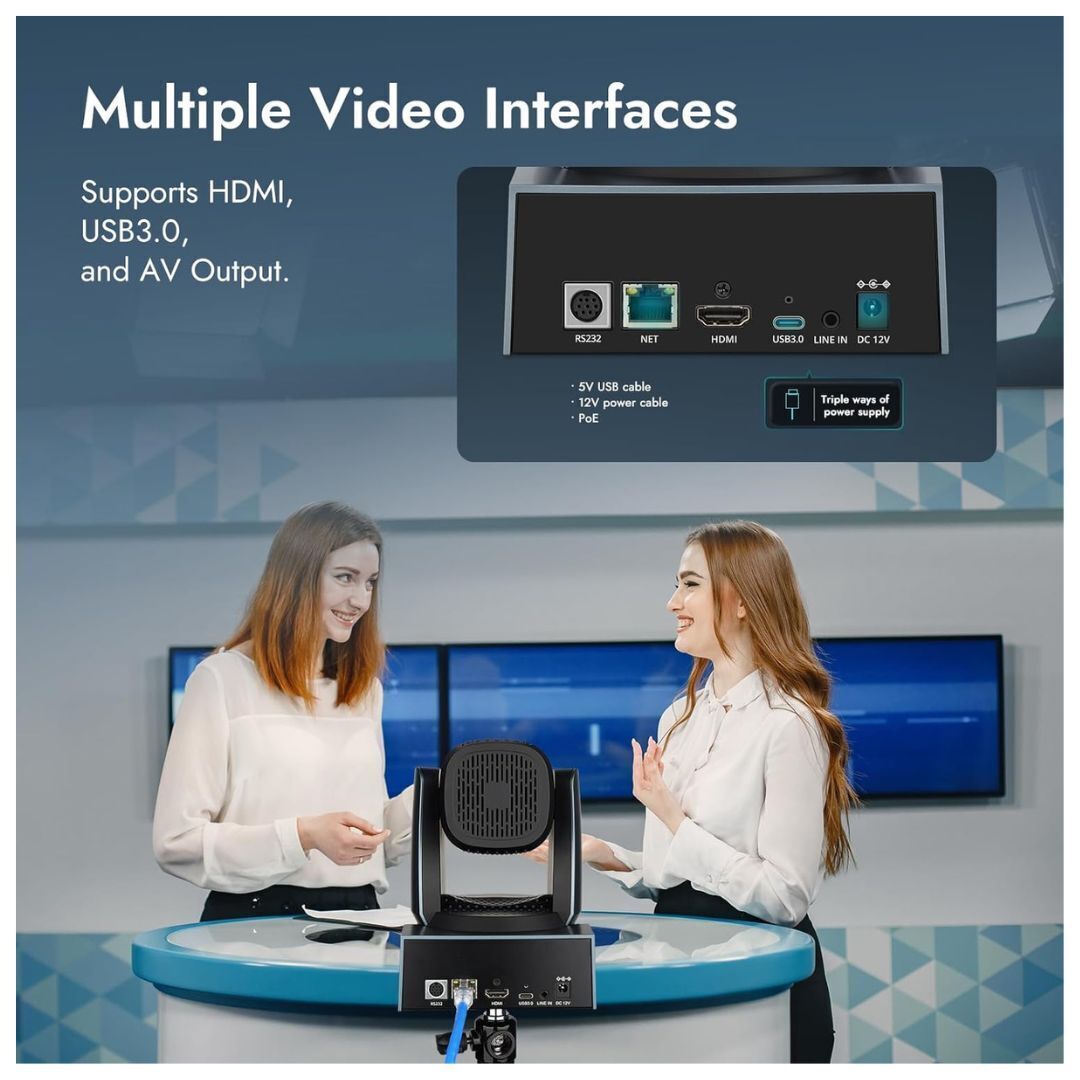 Rocware RC821U Video Conferencing Camera with 4K Ultra HD Resolution and AI Auto-Framing Technology