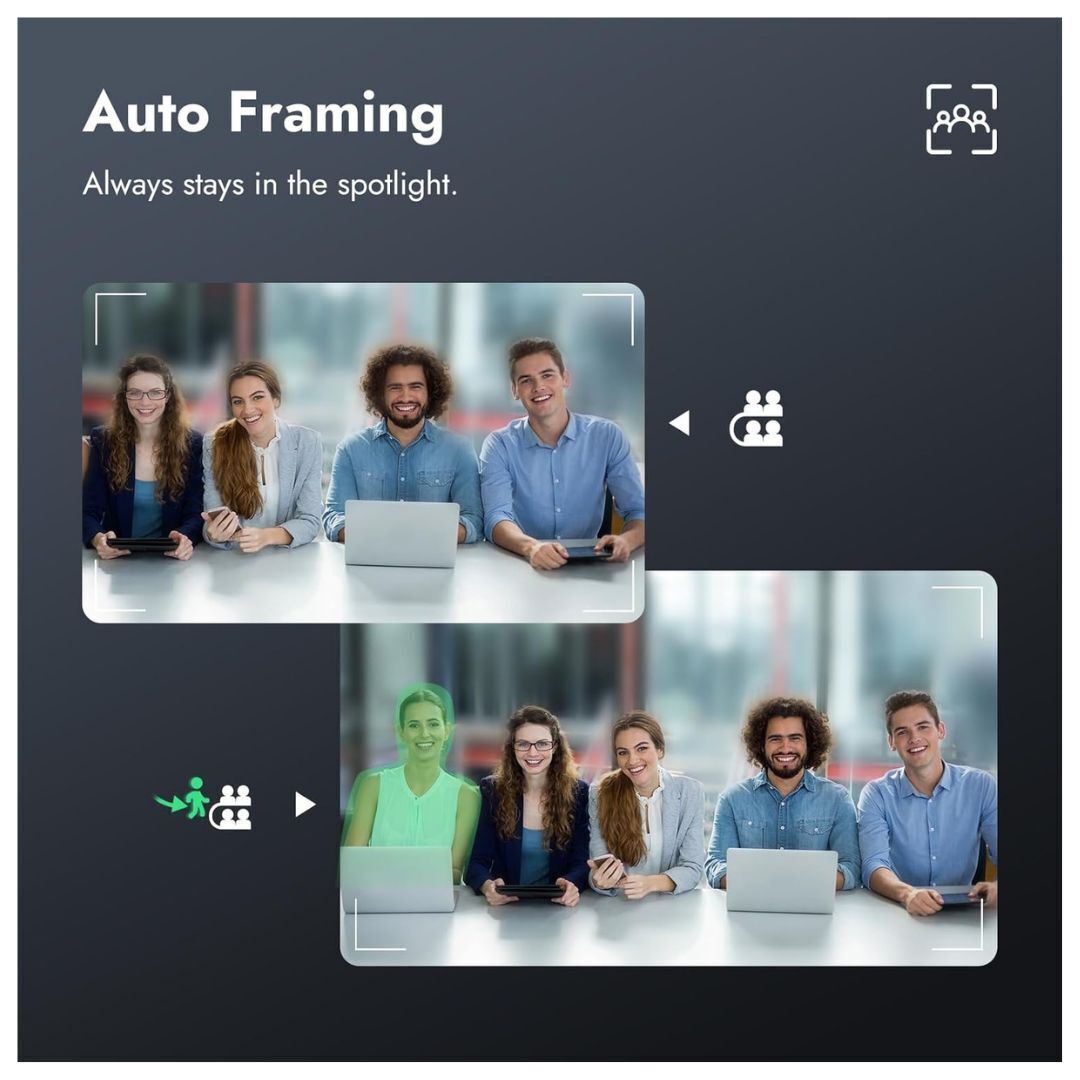 Rocware RC821U Video Conferencing Camera with 4K Ultra HD Resolution and AI Auto-Framing Technology