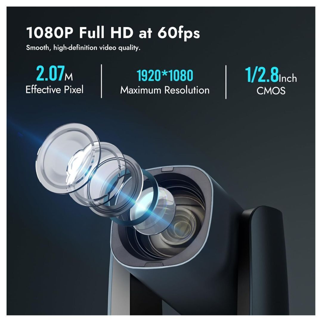 Rocware RC821U Video Conferencing Camera with 4K Ultra HD Resolution and AI Auto-Framing Technology