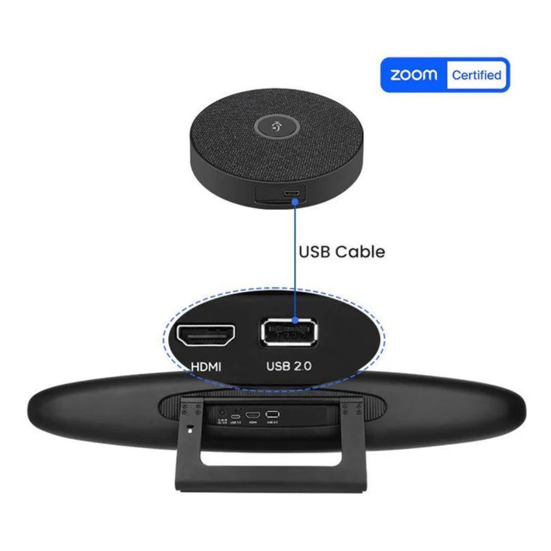 Rocware RC10 4K UHD USB Video Bar with 121-Degree Wide Field of View and Auto-Framing (Black)