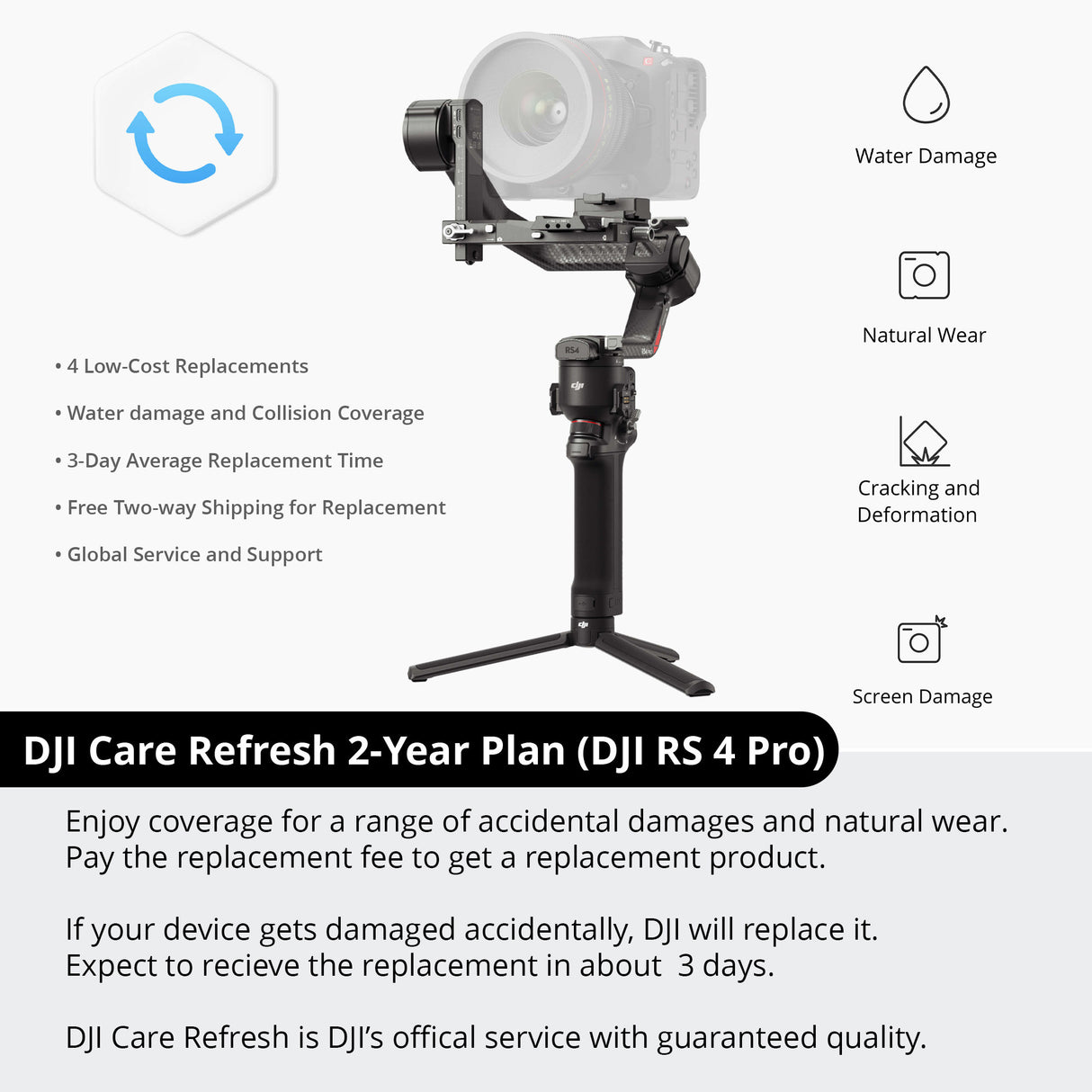 DJI Care Refresh 2-Year Comprehensive Reliable Protection Plan for DJI RS 4 Pro