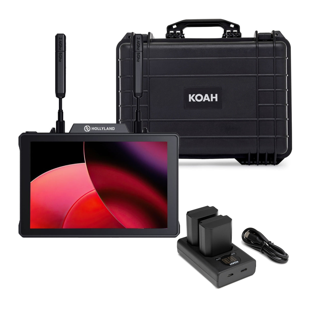 Hollyland Pyro 7 Wireless 7-Inch Monitor with Auto Dual-Band Hopping Technology Bundle