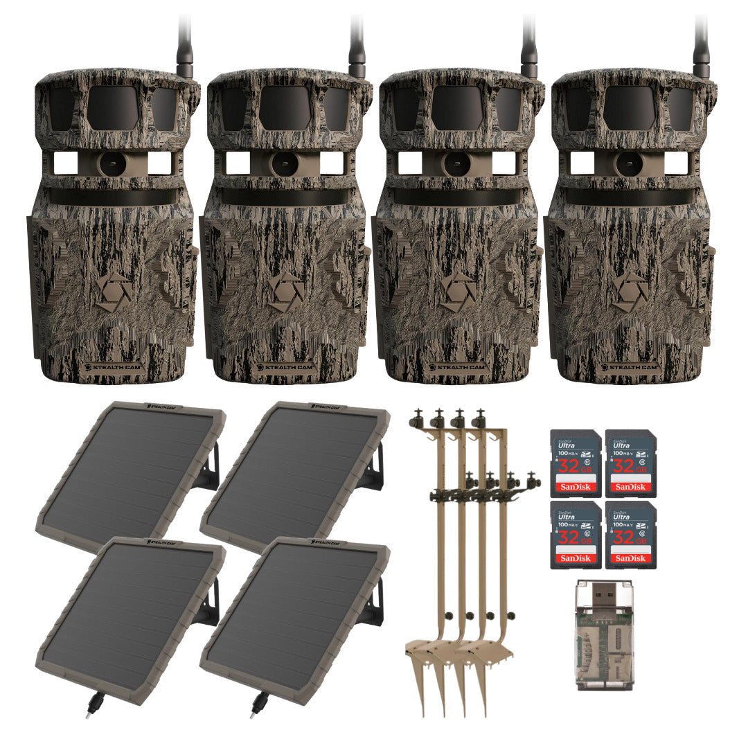 Stealth Cam Revolver 40MP Pro Cellular Trail Camera (4-Pack) with Mounting Post (4-Pack) Bundle
