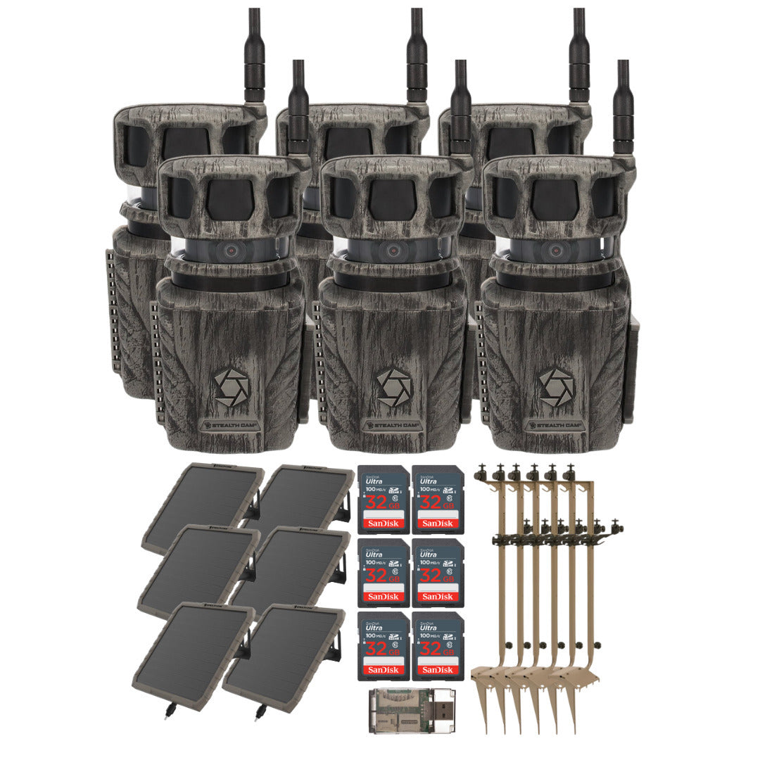 Stealth Cam Revolver 36MP Pro 360 Degree Cellular Trail Camera with Mounting Post (6-Pack) Bundle