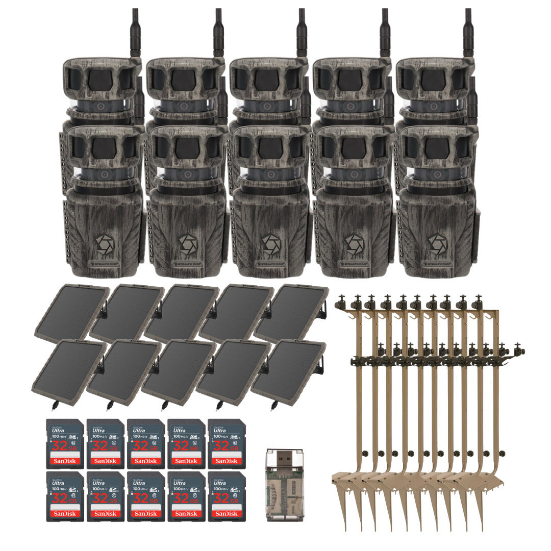 Stealth Cam Revolver 36MP Pro 360 Degree Cellular Trail Camera with Mounting Post (10-Pack) Bundle