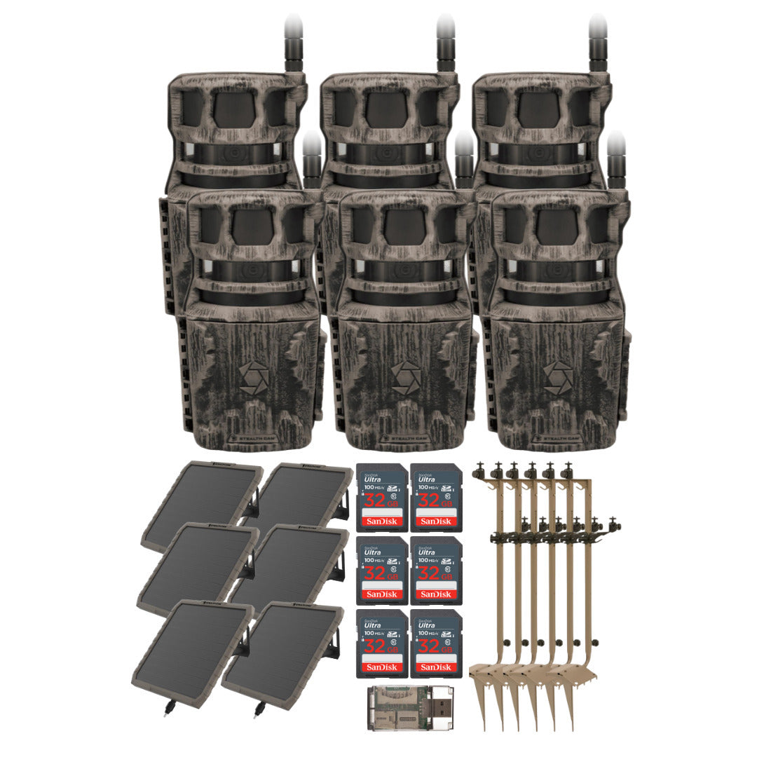 Stealth Cam Revolver 40MP Pro 360 Degree Cellular Trail Camera (6-Pack) with Mounting Post Bundle