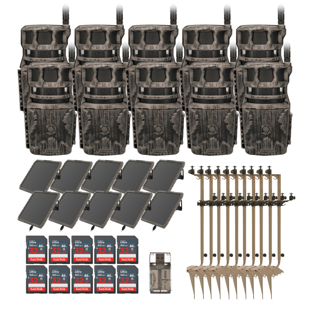 Stealth Cam Revolver 40MP Pro 360 Degree Cellular Trail Camera (10-Pack) with Mounting Post Bundle