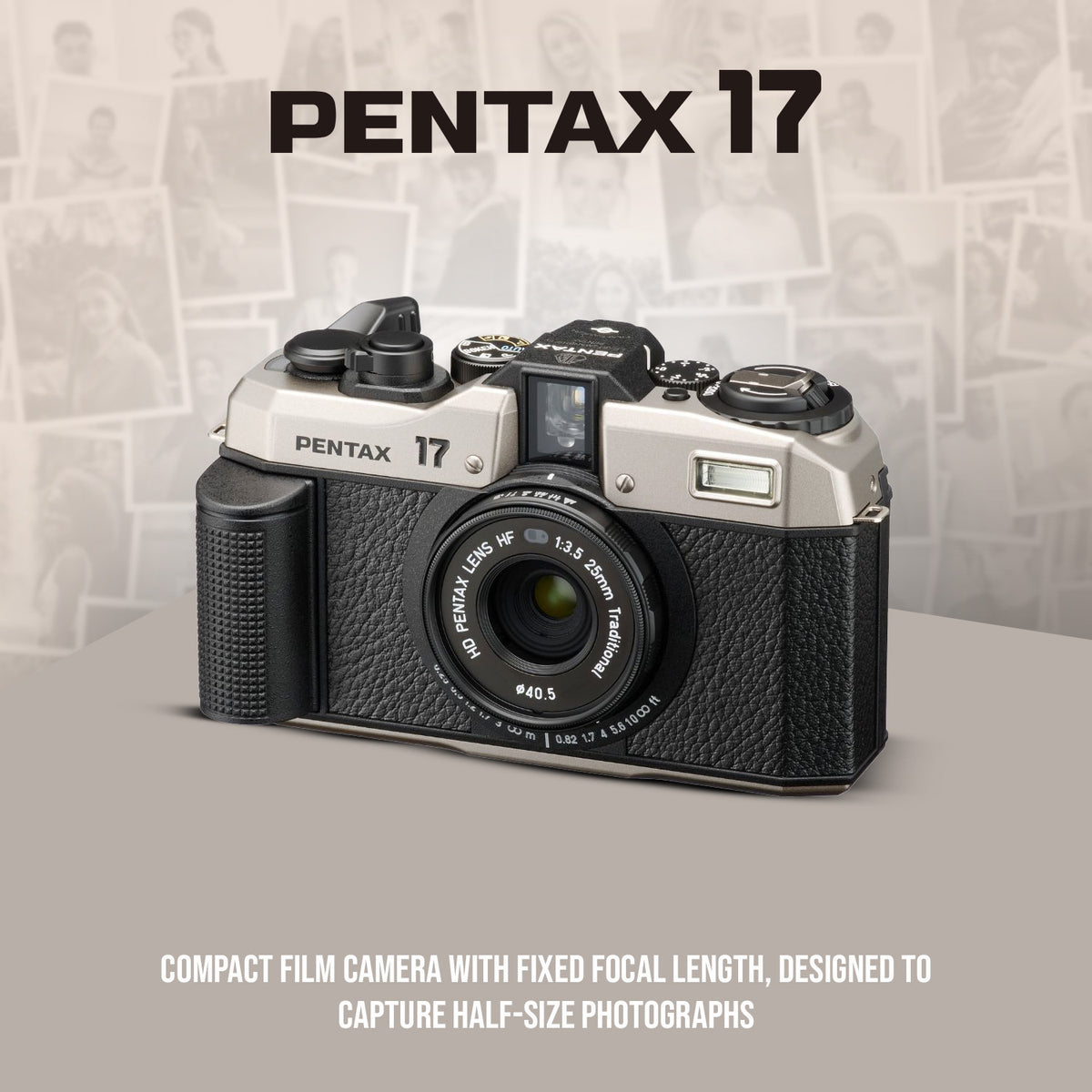 Pentax 17 F3.5 Dark Silver Camera with HP5 Plus Black-White 36 Exp Roll Film (3-Pack) Bundle