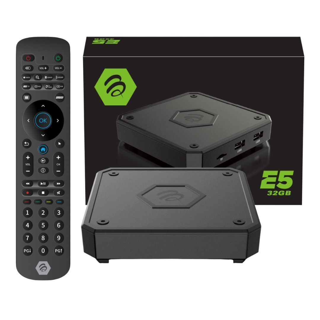 BuzzTV E5 Set Top TV Box with Android OS 11 Operating System and Type-C USB Power Supply (Black)