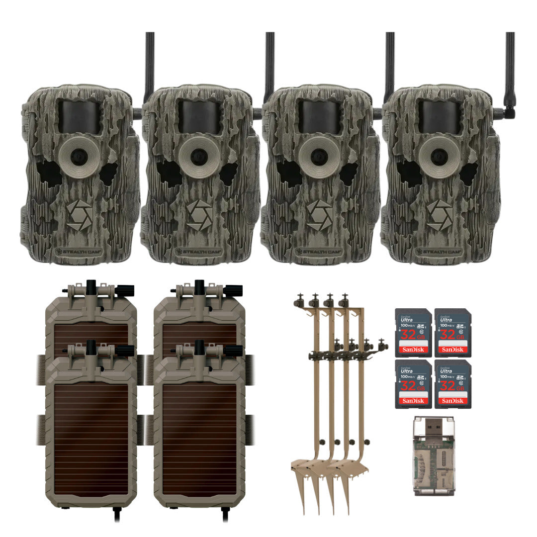Stealth Cam 36MP Fusion Max Cellular Trail Camera with 80-Feet Detection Range (4-Pack) Bundle