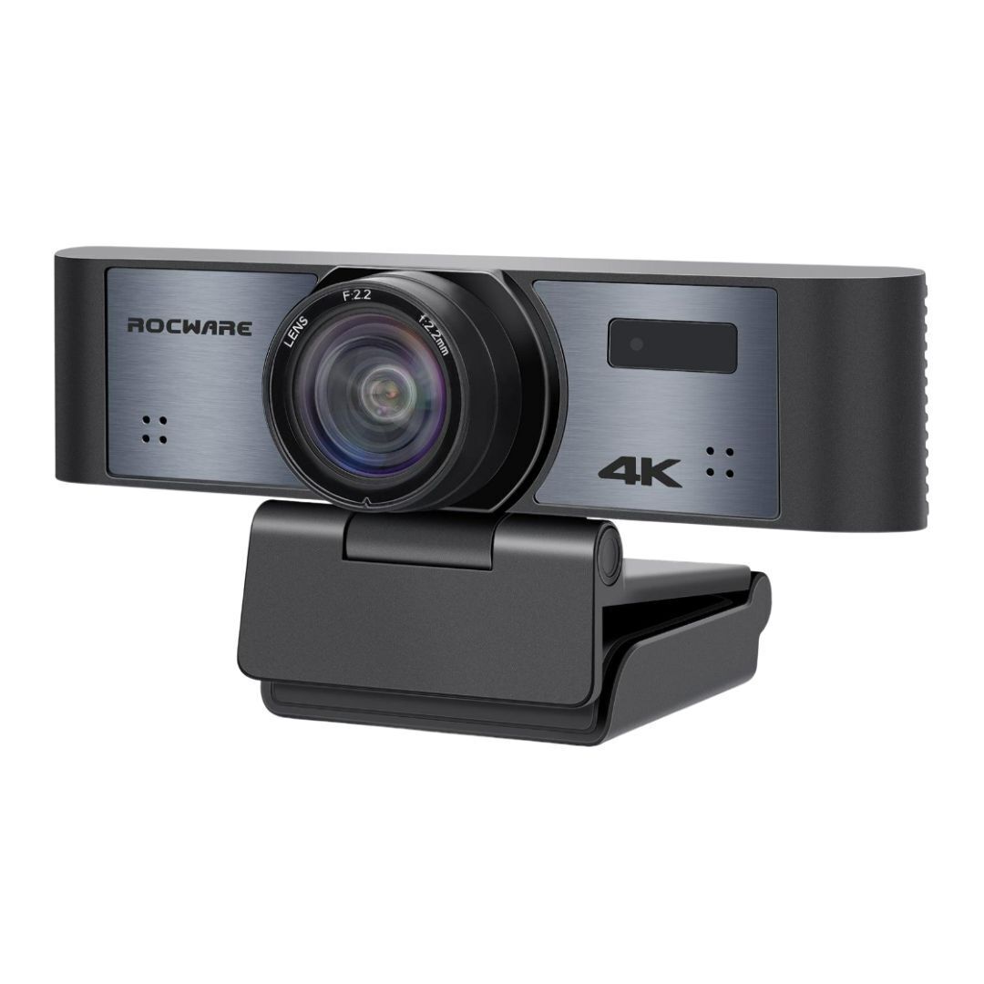 ROCWARE RC16 4K USB AI Webcam with UHD CMOS Image Sensor, 8x Digital Zoom, and Humanoid Tracking
