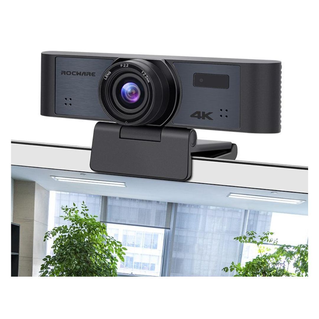 ROCWARE RC16 4K USB AI Webcam with UHD CMOS Image Sensor, 8x Digital Zoom, and Humanoid Tracking