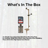 Stealth Cam Adjustable Multi-Pivot Mounting Post (4-Pack) with 32GB Memory Card (8-Pack) Bundle