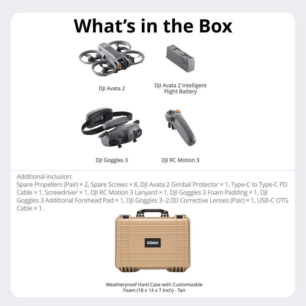 DJI Avata 2 Fly More Combo (Three Batteries) with Weatherproof Hard Case Bundle