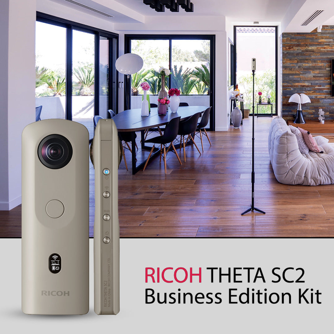 Ricoh Theta SC2 Business Edition Indoor and Outdoor 4K Camera (Gray, Refurbished) Bundle