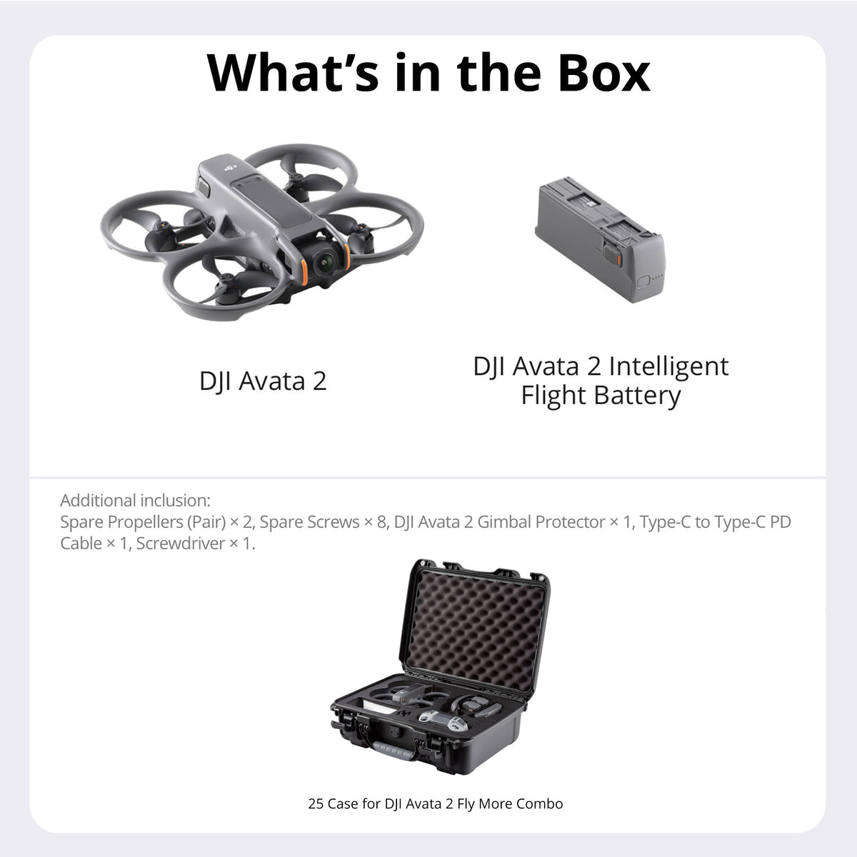 DJI Avata 2 (Drone Only) with Hard Case for DJI Avata 2 (Black) Bundle