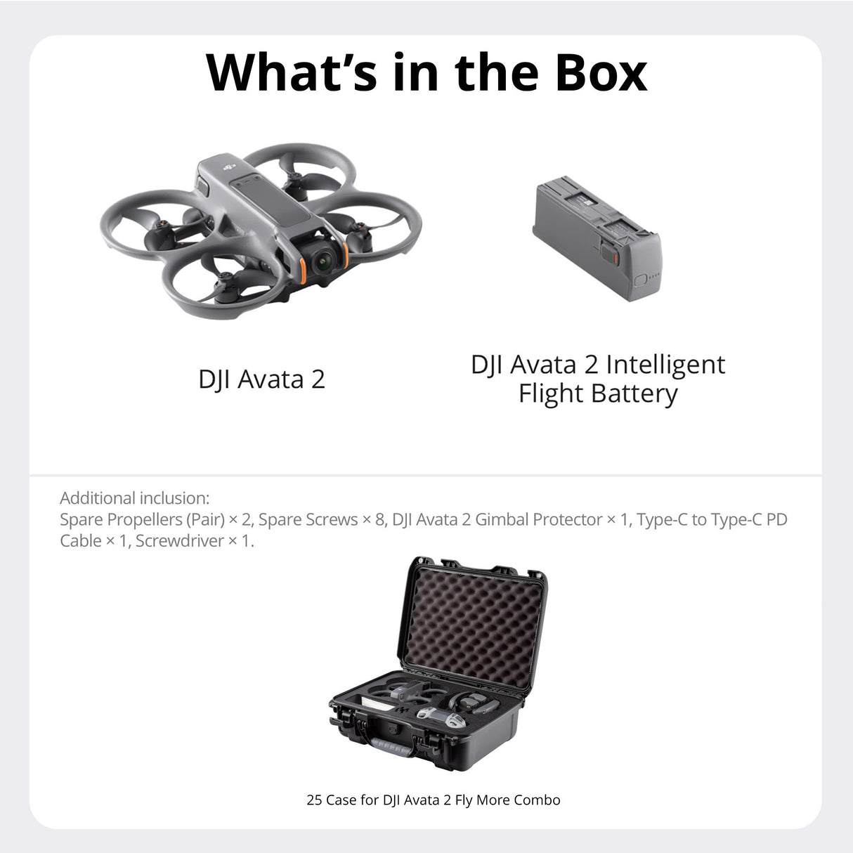DJI Avata 2 (Drone Only) with Hard Case for DJI Avata 2 (Black) Bundle