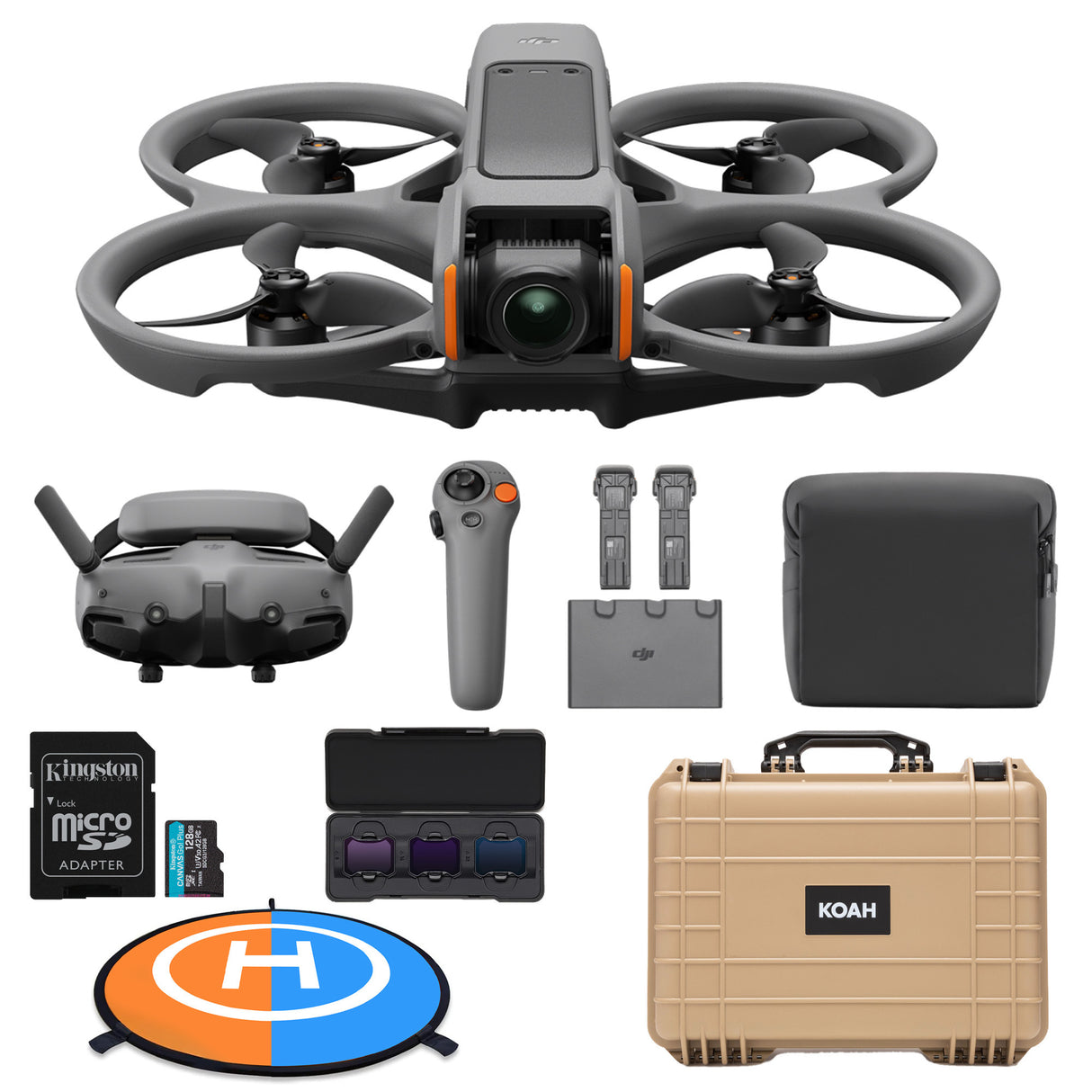 DJI Avata 2 Fly More Combo (Three Batteries) with DJI Avata 2 ND Filters Set (ND8/16/32）, 128GB Mi