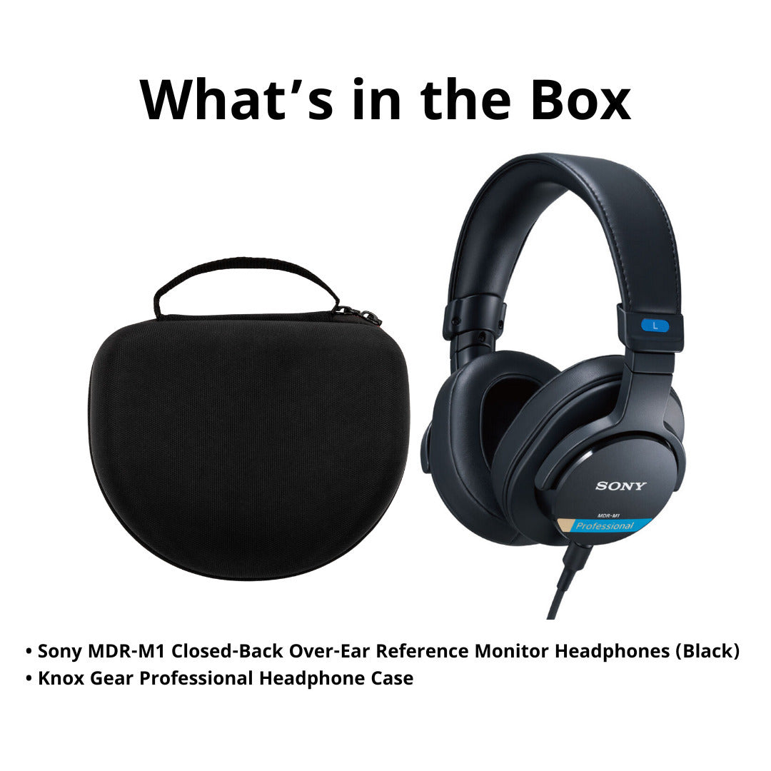 Sony MDR-M1 Professional Reference Monitor Headphones (Black) with Headphone Case Bundle