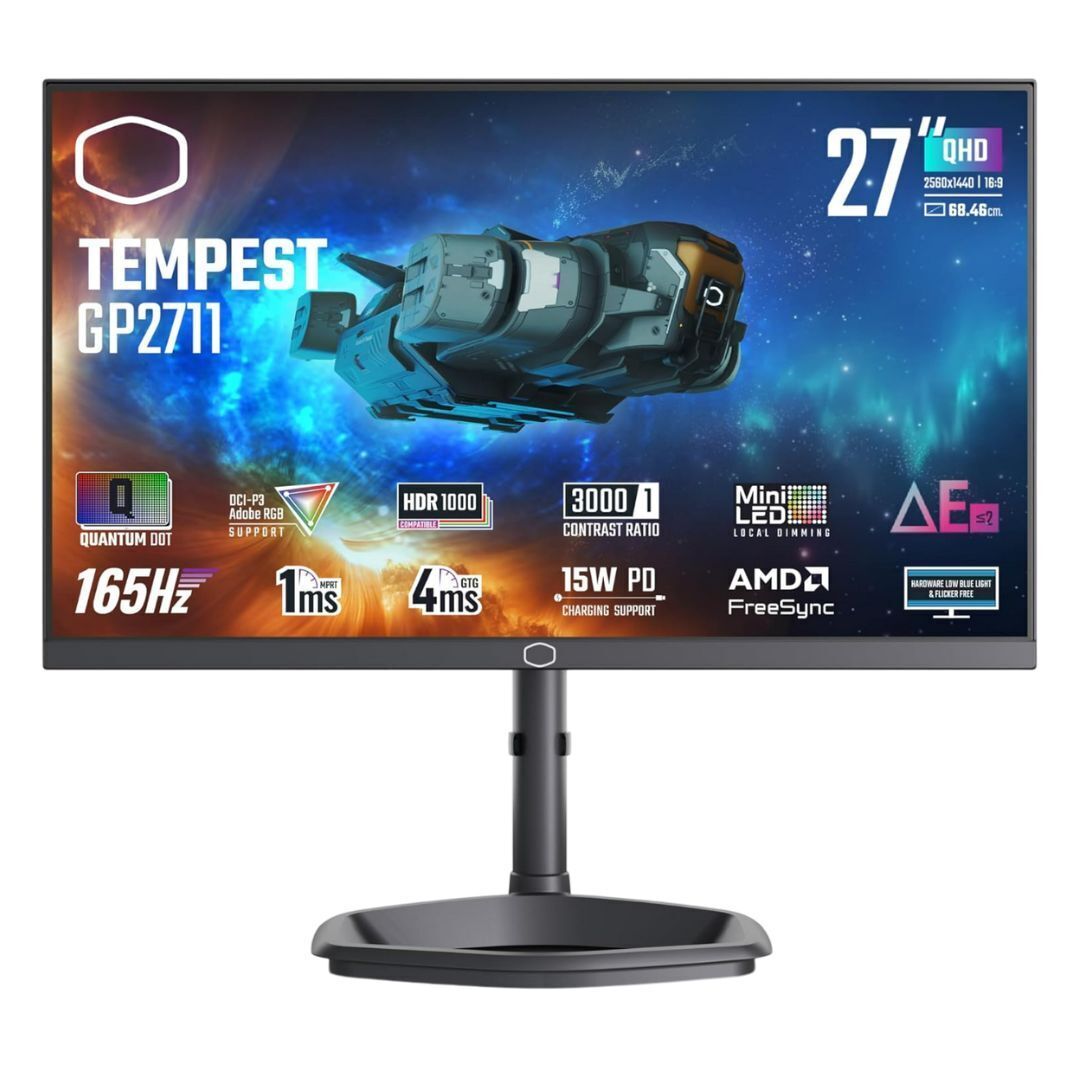 Cooler Master Tempest GP2711 27-Inch Gaming Monitor with Mini-LED Technology and HDR 1000 (Black)