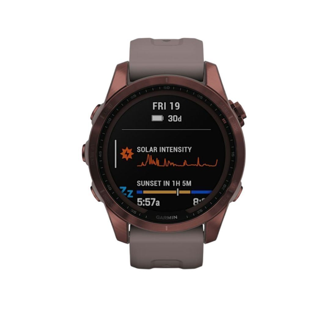 Garmin fenix 7S Sapphire Solar, Dark Bronze Ti w/Shale Gray Band