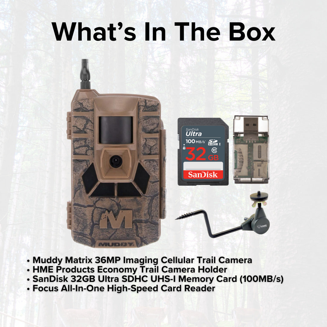 Muddy Matrix 36MP Imaging Cellular Trail Camera with On Demand Photo (Mud) Bundle