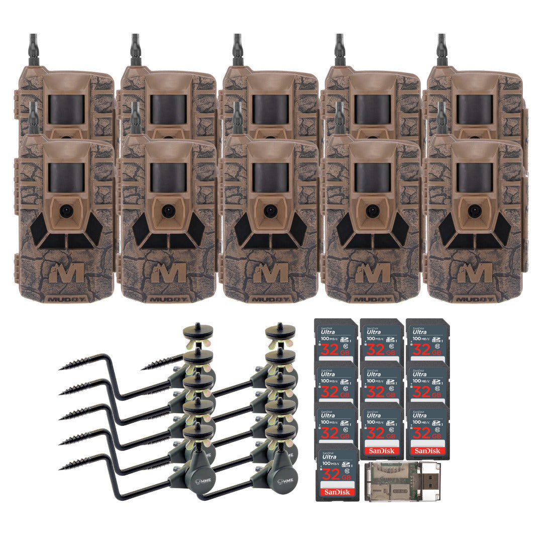 Muddy Matrix 36MP Imaging Cellular Trail Camera with On Demand Photo (Mud, 10-Pack) Bundle
