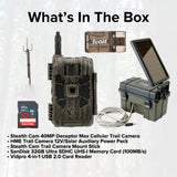 Stealth Cam 40MP Deceptor Max Cellular Trail Camera with Solar Pack and Camera Mount Stick Bundle