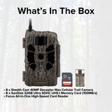 Stealth Cam 40MP Deceptor Max Cellular Trail Camera (2-Pack) x 4 with Memory Card (8-Pack) Bundle