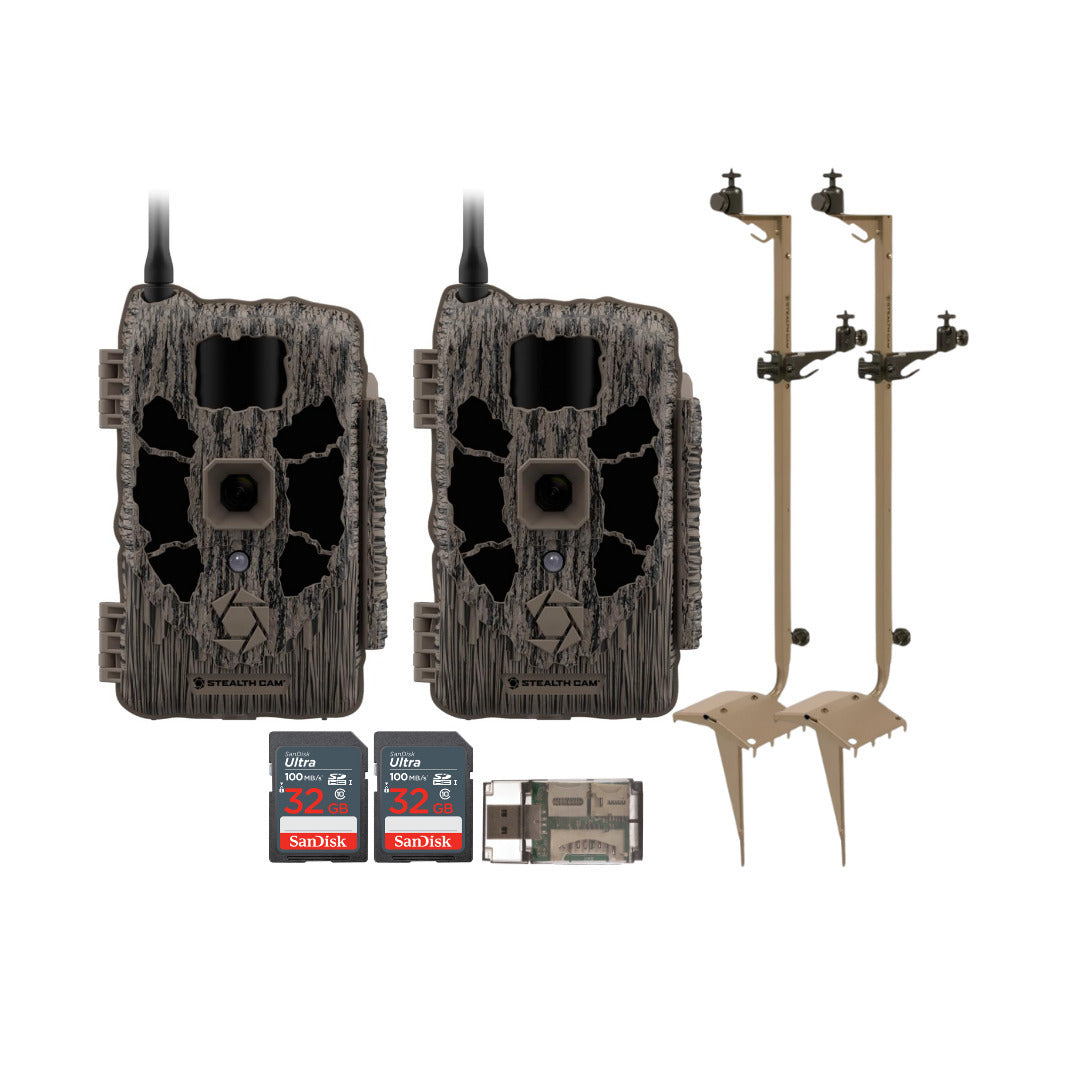 Stealth Cam 40MP Deceptor Max Cellular Trail Camera (2-Pack) with Mounting Post (2-Pack) Bundle