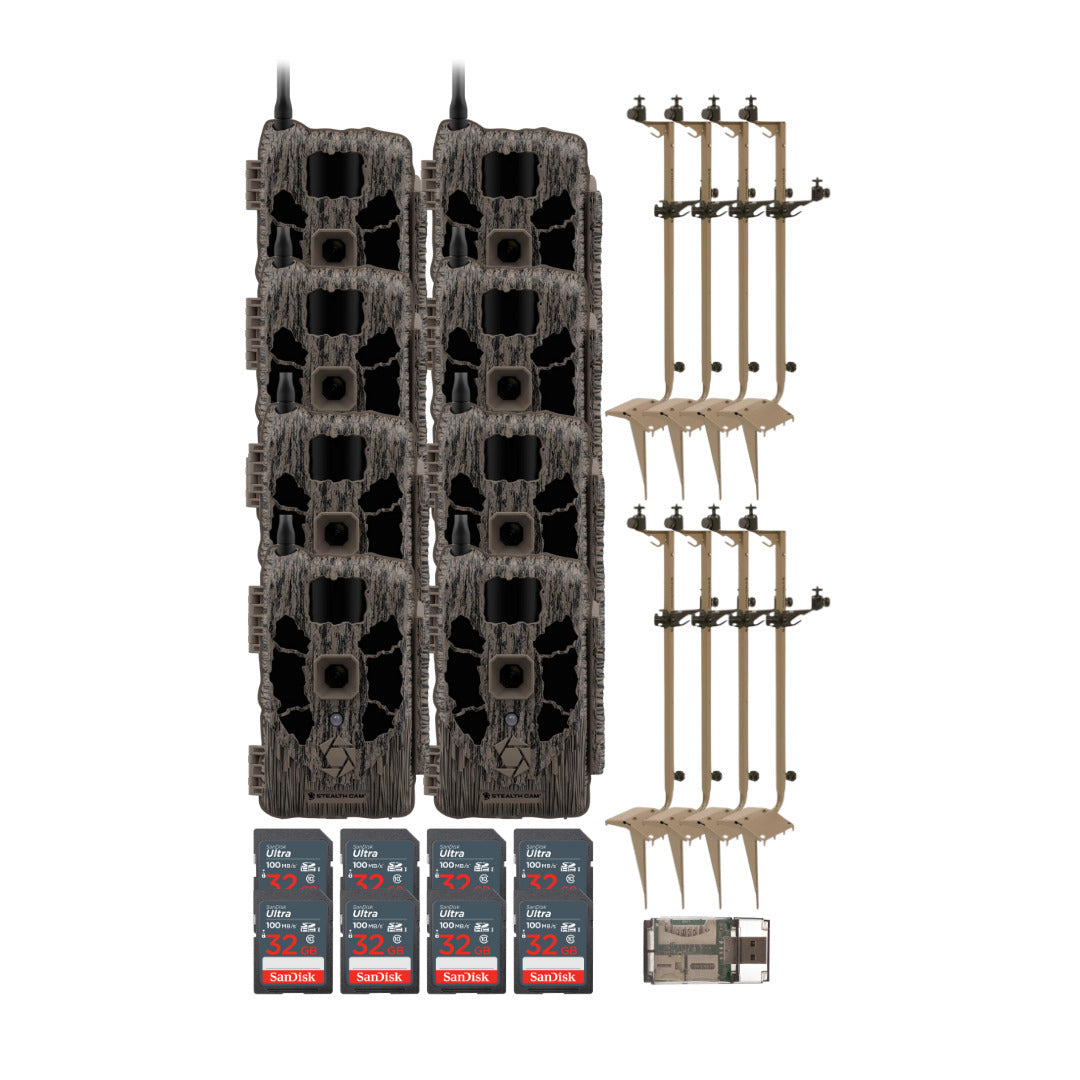 Stealth Cam 40MP Deceptor Max Cellular Trail Camera (2-Pack) x 4 with Mounting Post (8-Pack) Bundle
