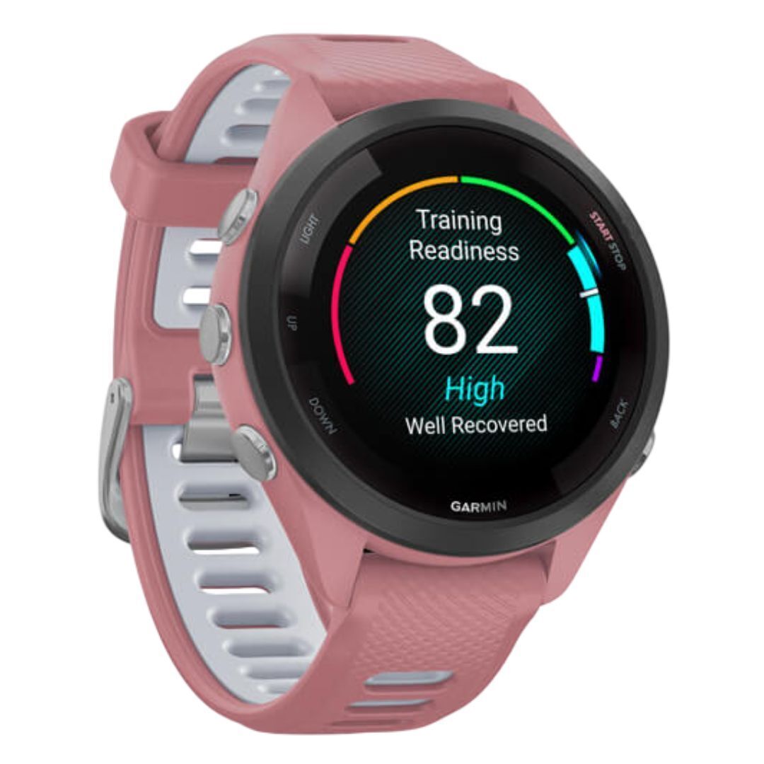 Garmin Forerunner 265S 42mm AMOLED GPS Running Smartwatch (Light Pink with Whitestone Band)