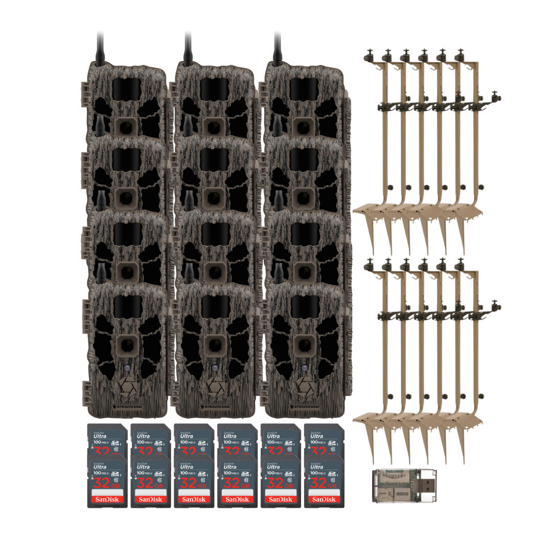 Stealth Cam 40MP Deceptor Max Cellular Trail Camera (2-Pack) x 6 with Mounting Post (12-Pack) Bundle