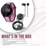 Garmin Forerunner 165 Music GPS Running Smartwatch (Berry-Lilac) with Charger Stand and Cable Bundle