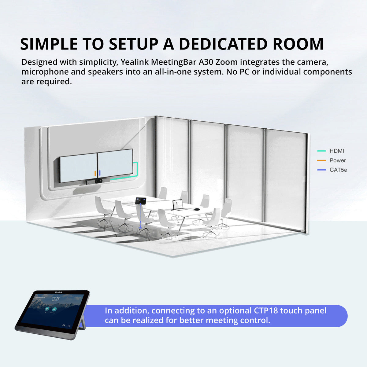 Yealink MeetingBar A30 All-in-One Video Collaboration Bar with VCR11 Remote Control