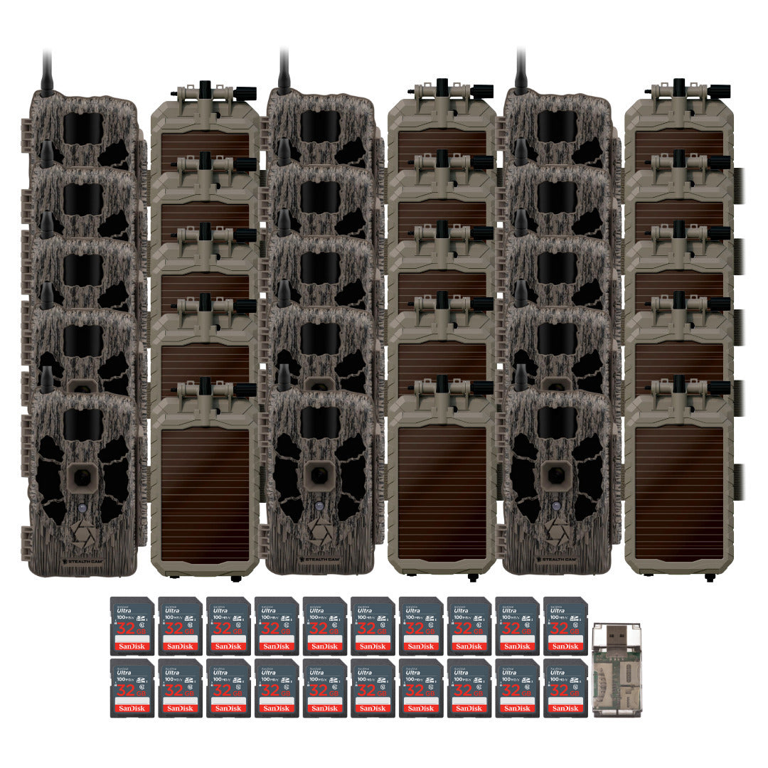 Stealth Cam 40MP Deceptor Max Cellular Trail Camera (2-Pack) x 10 with Solar Panel (20-Pack) Bundle