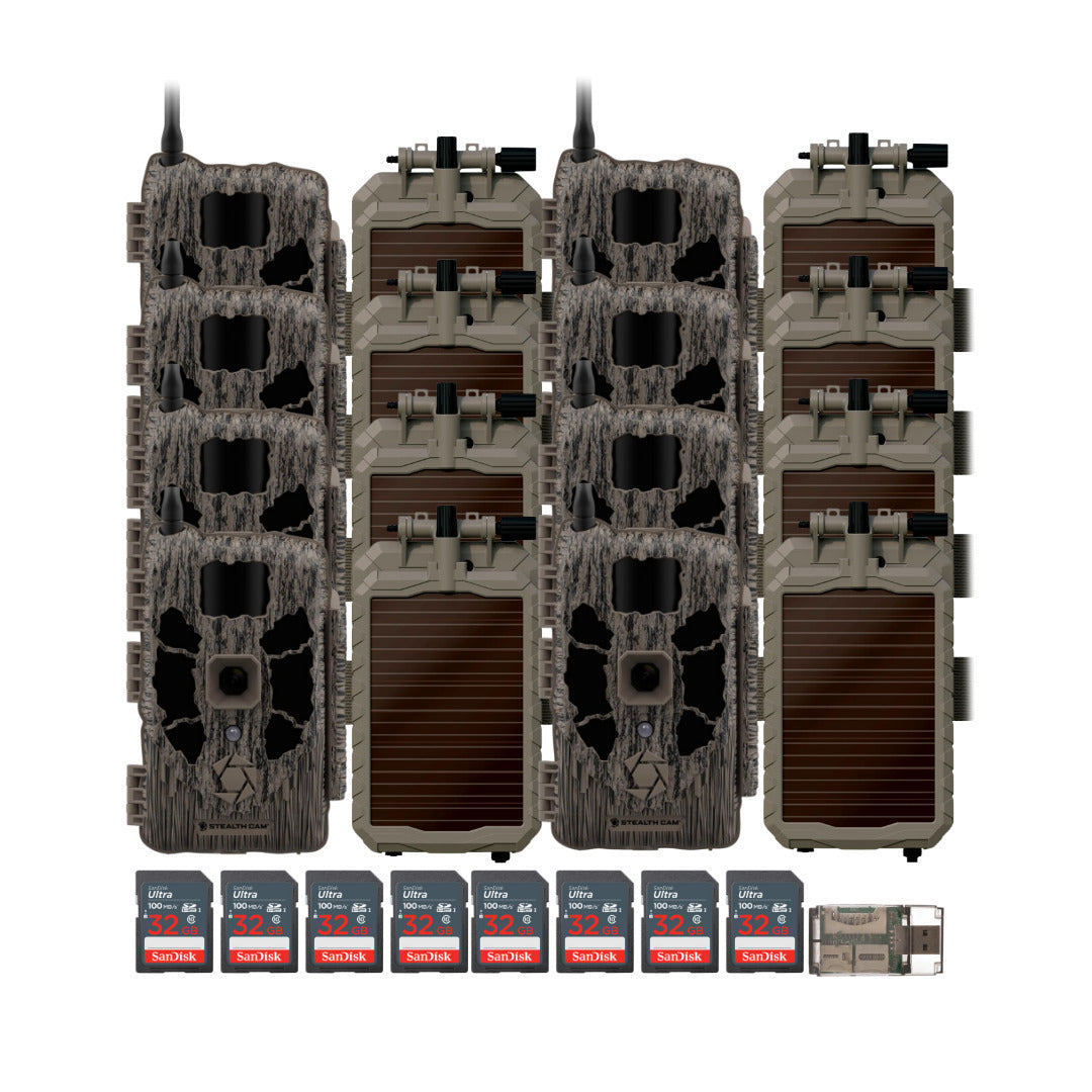 Stealth Cam 40MP Deceptor Max Cellular Trail Camera (2-Pack) x 4 with Solar Panel (8-Pack) Bundle