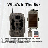 Stealth Cam 40MP Deceptor Max Cellular Trail Camera (2-Pack) with Solar Power Panel (2-Pack) Bundle