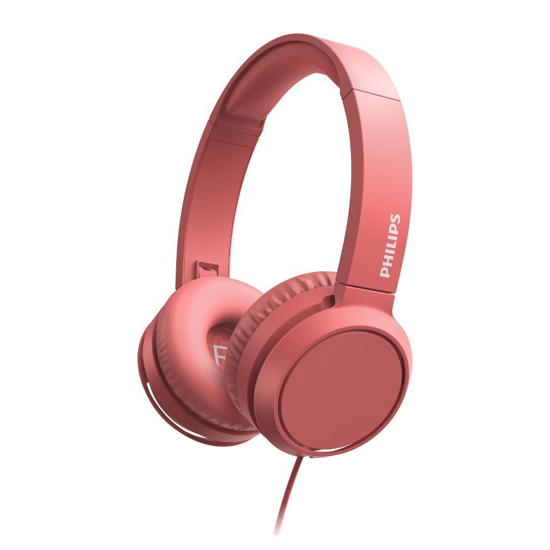 Philips 3000 Series TAH4105RD00 On-Ear Headphones with 32mm Drivers and Closed-Back Design (Red)