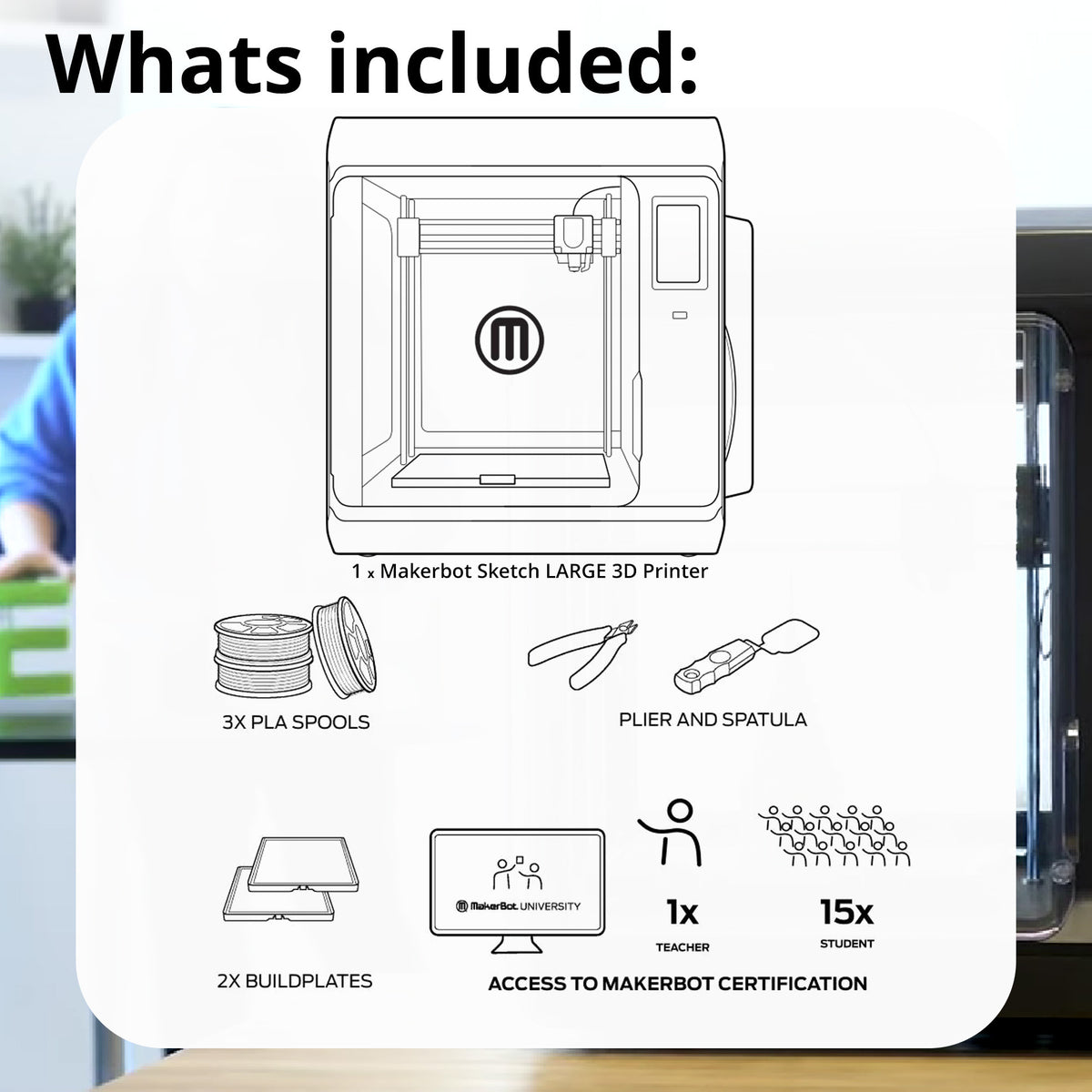 MakerBot Sketch 3D Printer with Fused Deposition Modelling Print Technology (Black, Large)