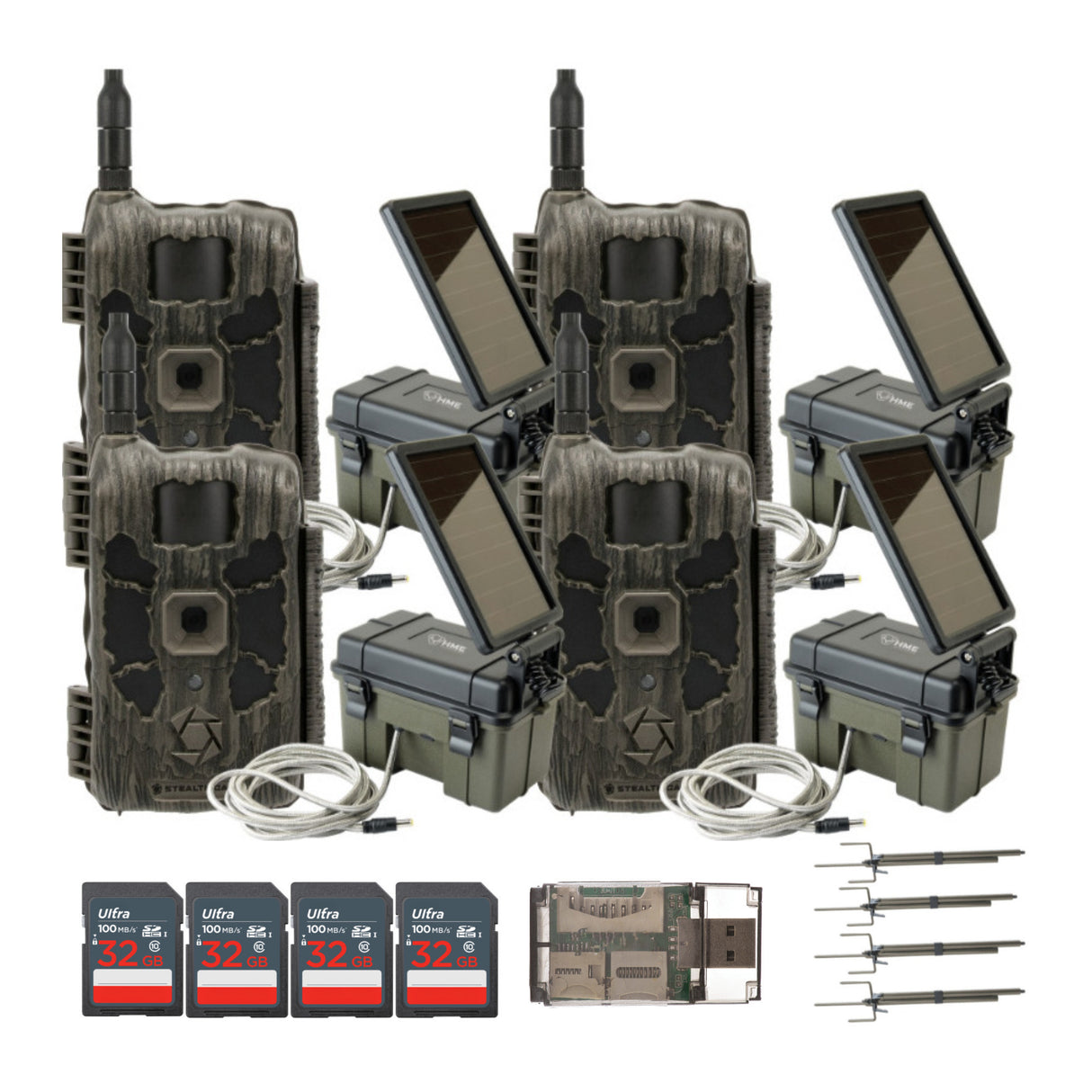 Stealth Cam 40MP Deceptor Max Cellular Trail Camera (4-Pack) with Solar Pack (4-Pack) Bundle