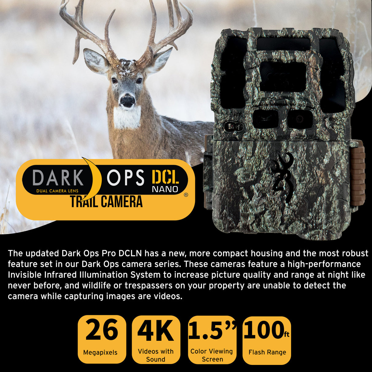 Browning Trail Cameras Dark Ops FHDR 26MP 4 Infrared LED Night Vision Camera with Memory Card Bundle
