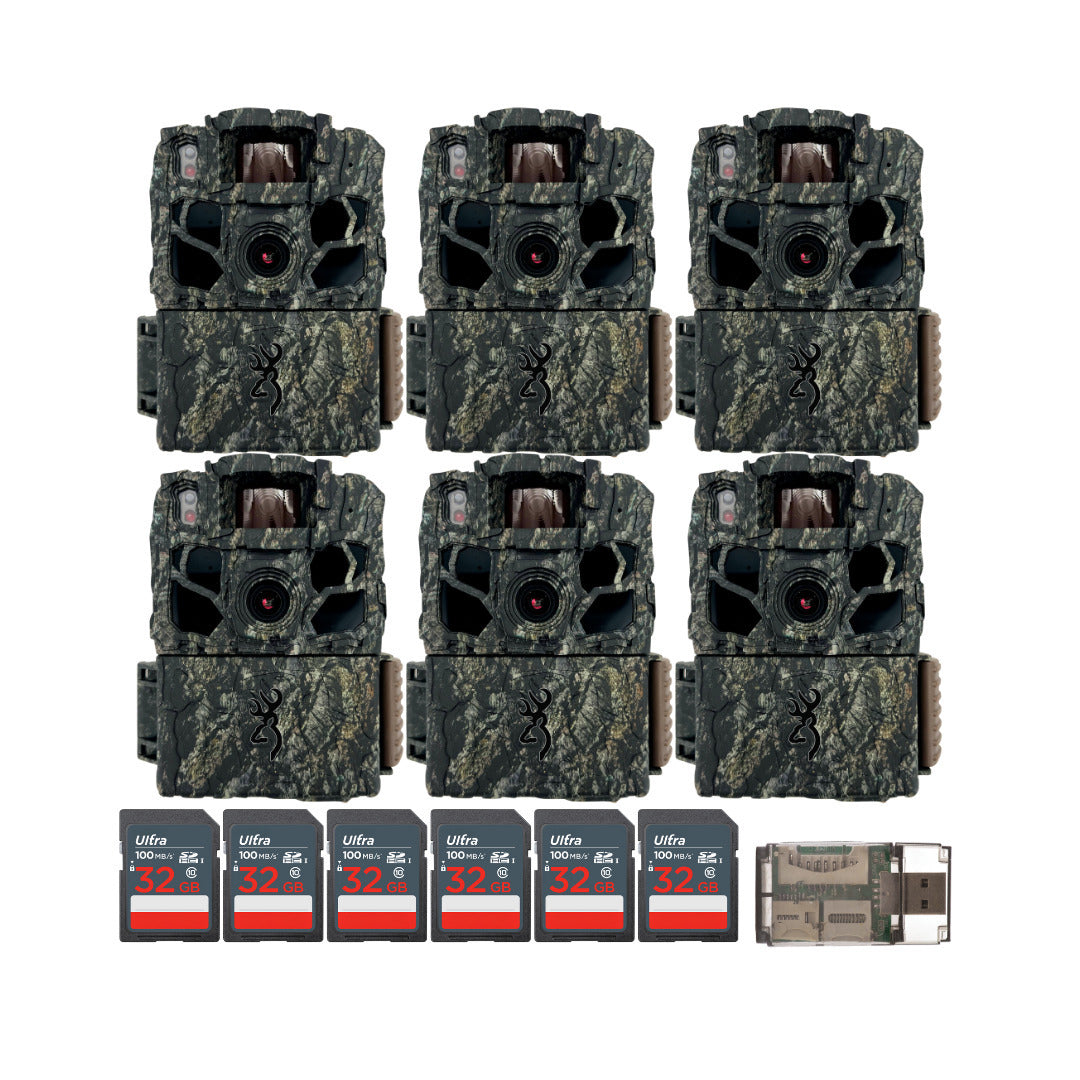 Browning Trail Cameras Dark Ops FHDR 26MP Night Vision Camera (6-Pack) with 6 x Memory Card Bundle