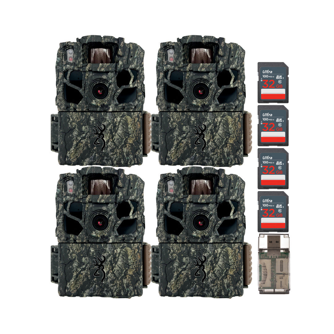 Browning Trail Cameras Dark Ops FHDR 26MP Night Vision Camera (4-Pack) with 4 x Memory Card Bundle