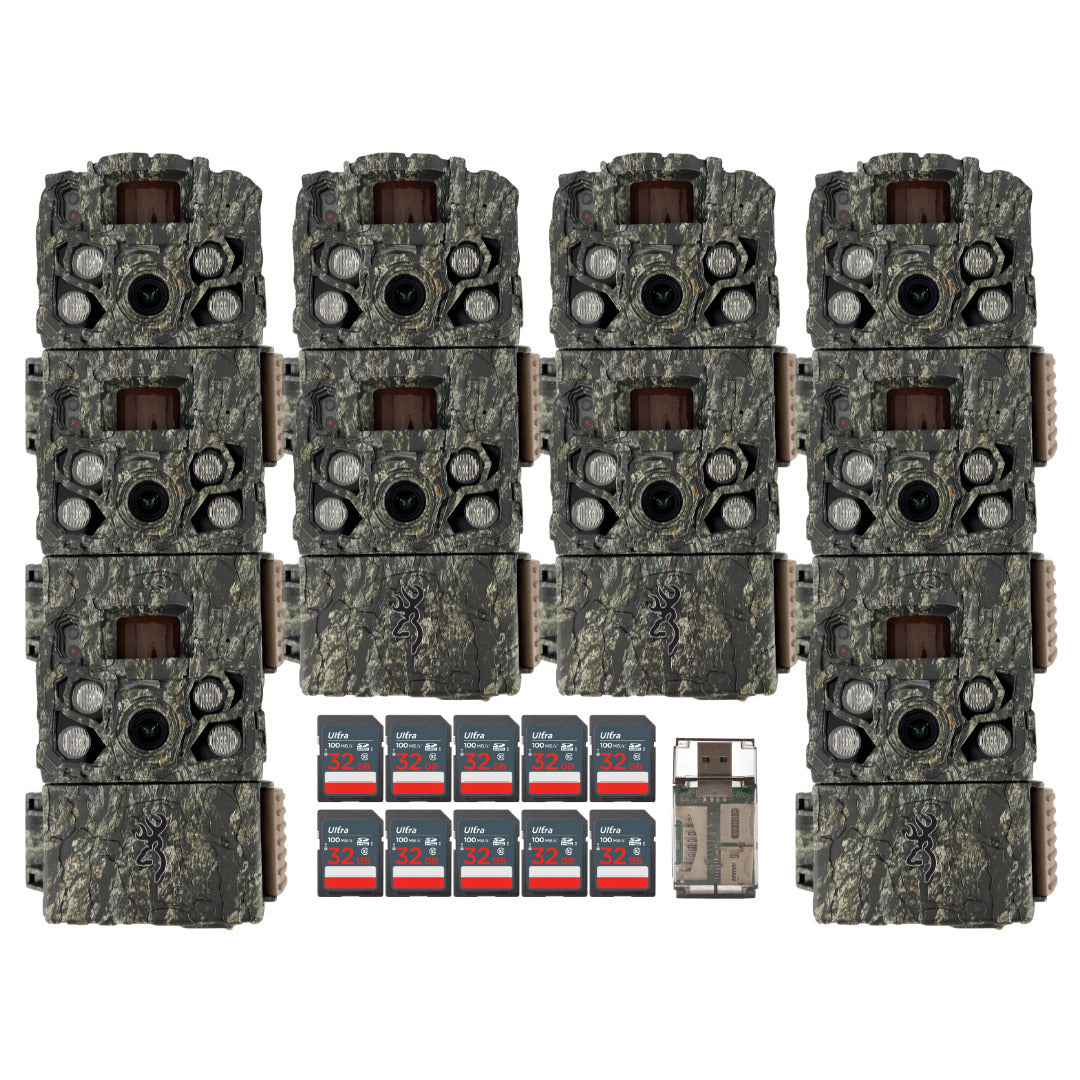 Browning Trail Cameras Strike Force FHDR (10-Pack) with 10 x 32GB Memory Card and Card Reader Bundle