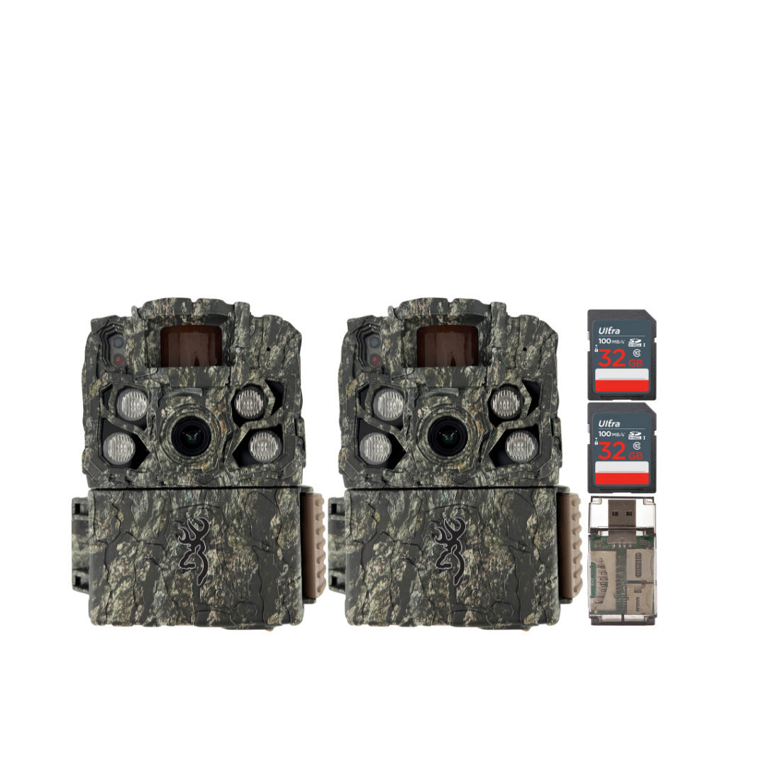 Browning Trail Cameras Strike Force FHDR (2-Pack) with 2 x 32GB Memory Card and Card Reader Bundle