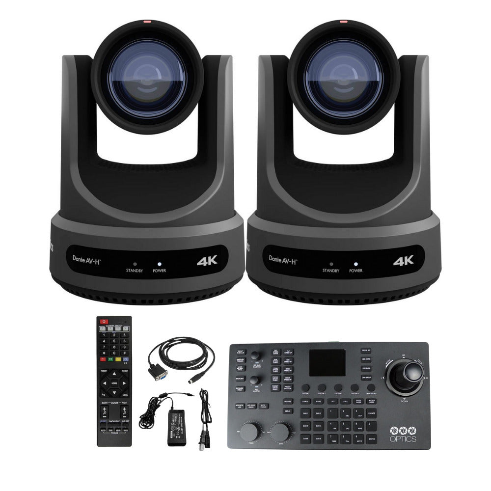 PTZOptics Move SE 30X PTZ Camera (Gray, 2-Pack) with SuperJoy Camera Joystick Controller Bundle
