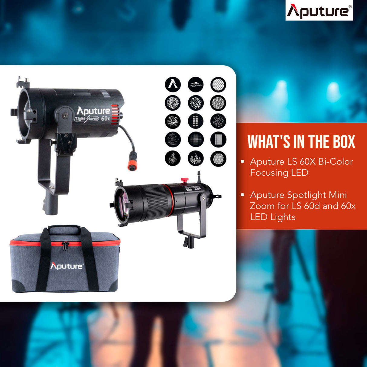 Aputure LS 60X Bi-Color Focusing LED with Spotlight Mini Zoom for LS 60d and 60x LED Lights Bundle