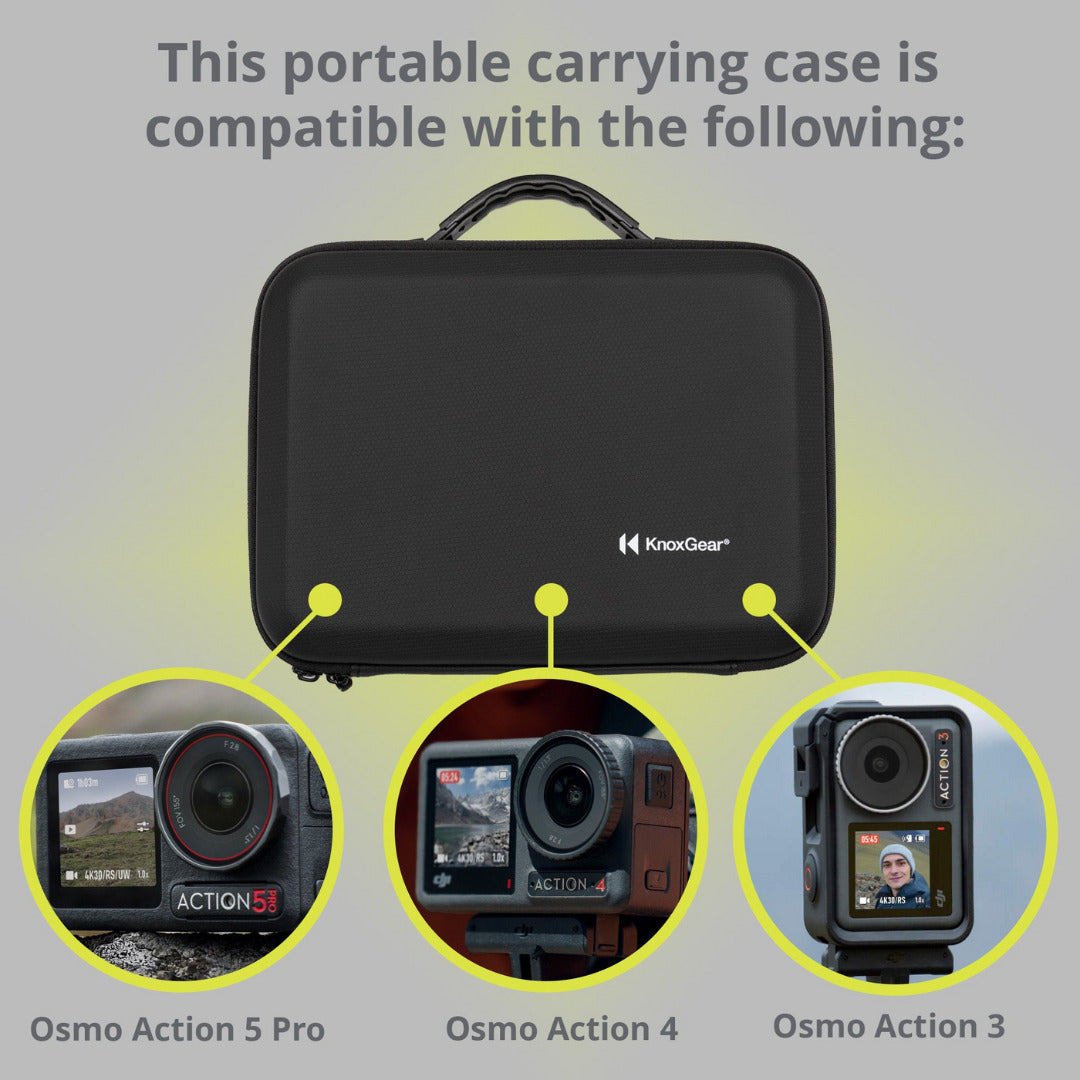 Knox Gear Portable Storage and Carrying Case for DJI Osmo Action 3, 4, and 5 Cameras Bundle