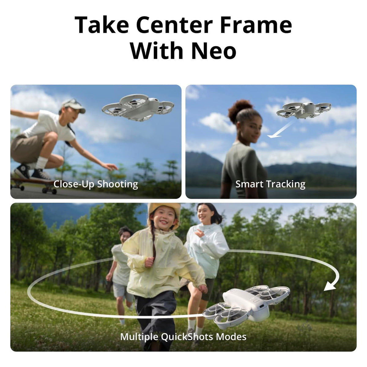 DJI Neo Palm Sized Lightweight Drone with Six Intelligent Shooting Modes with 30" Double-Sided Drone